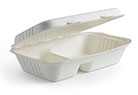 BioCane PLA biodegradable and compostable hinged lunch box with two compartments, 96oz