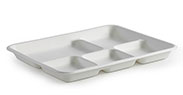 BioCane tray with five compartments, compostable, made from sugarcane